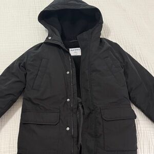 Old Navy Kids Black Hooded Jacket Size M (8)